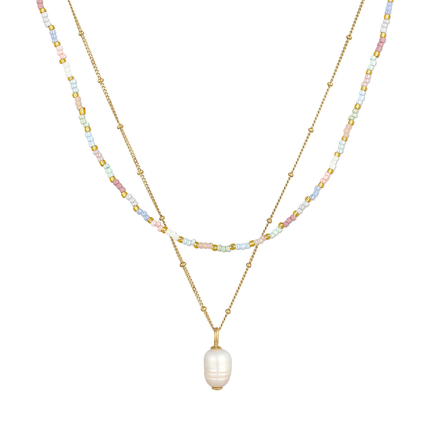 Gold Perhiasan Wanita Perak Asli - Silver Kalung   Beads Baroque Layer Freshwater Cultured Pearl Lapis Emas