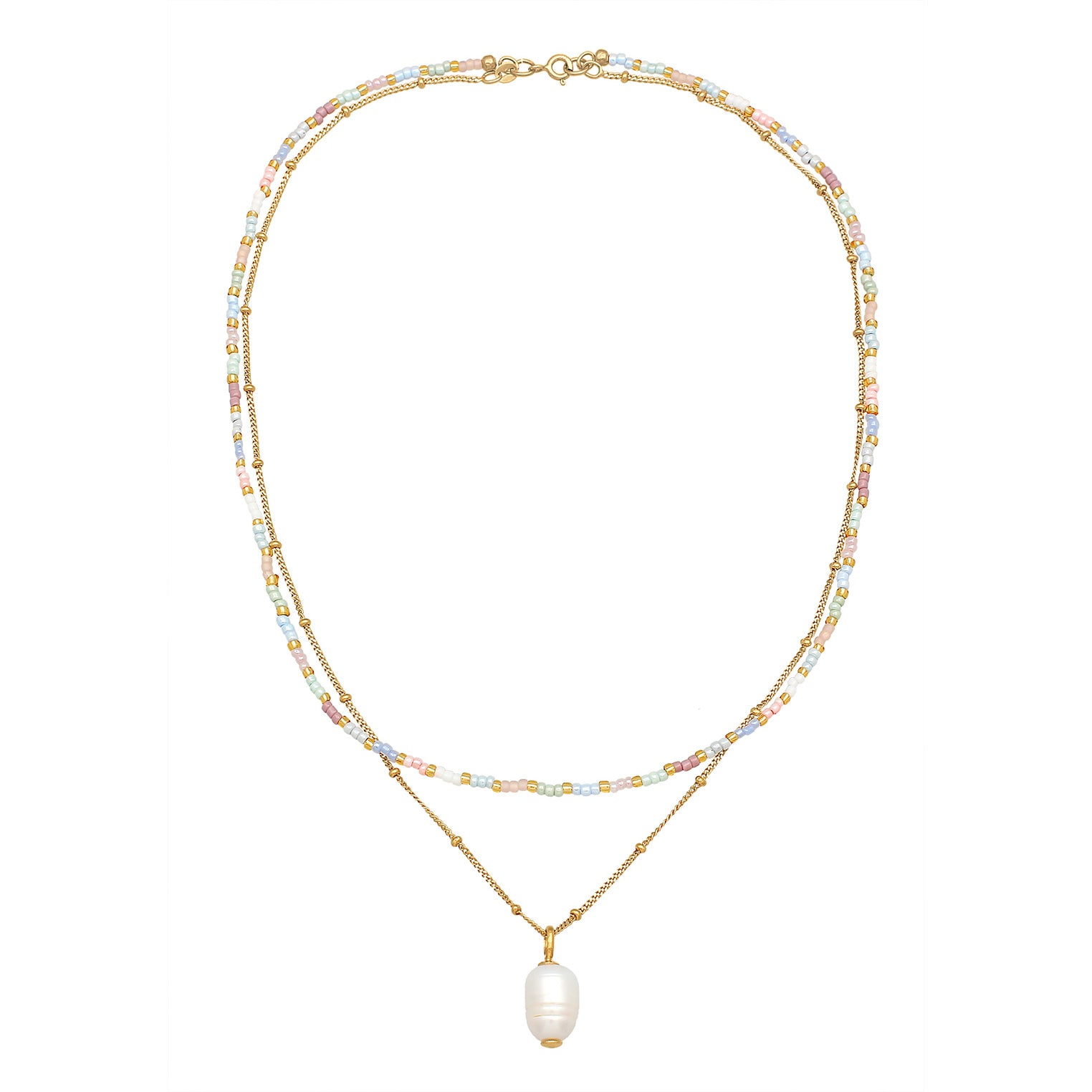 Gold Perhiasan Wanita Perak Asli - Silver Kalung   Beads Baroque Layer Freshwater Cultured Pearl Lapis Emas