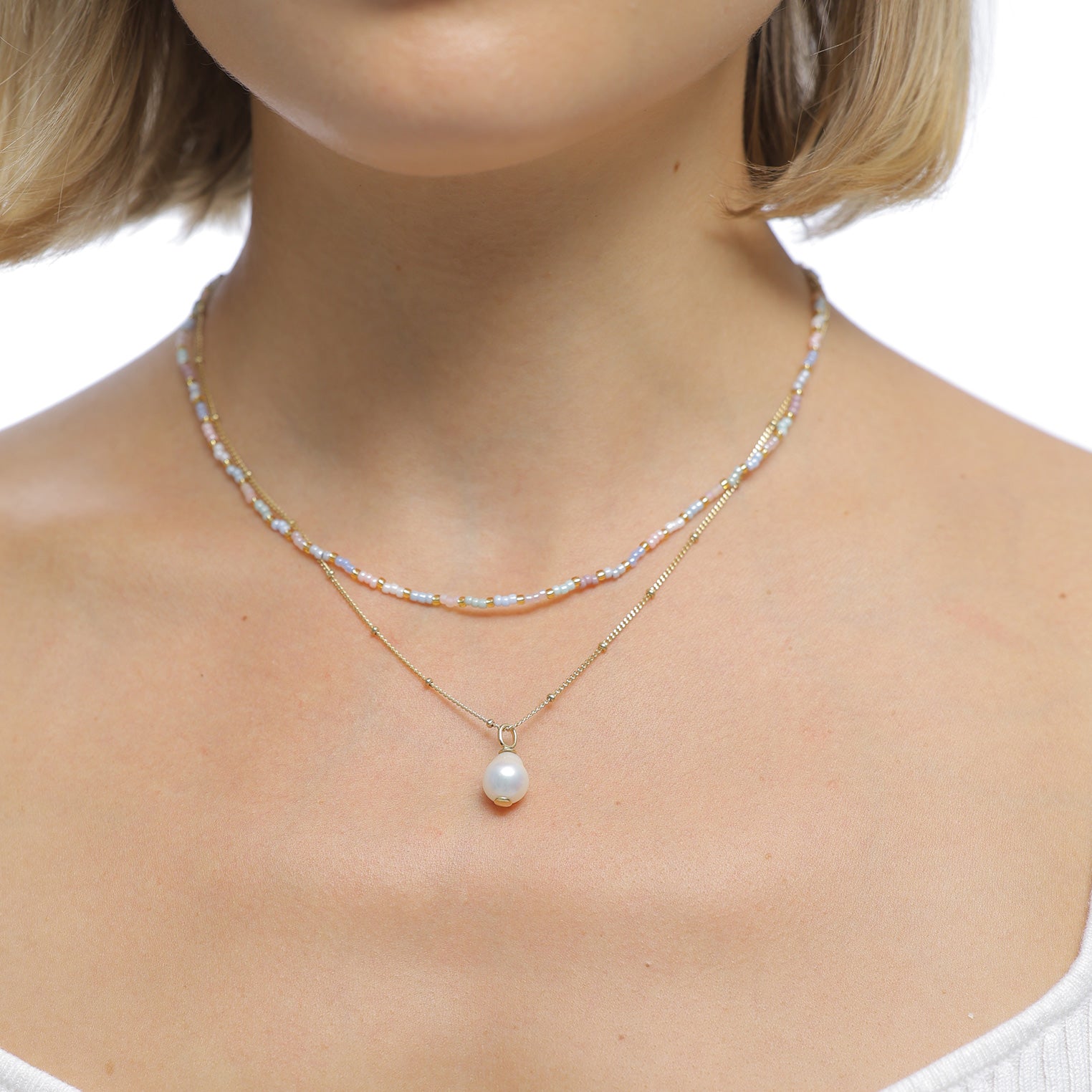 Gold Perhiasan Wanita Perak Asli - Silver Kalung   Beads Baroque Layer Freshwater Cultured Pearl Lapis Emas