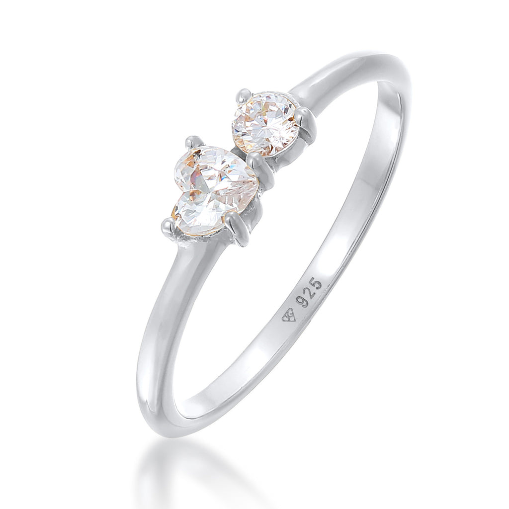 Silver Cincin Perhiasan Perak 925 Wanita Engagement Heart Zirconia