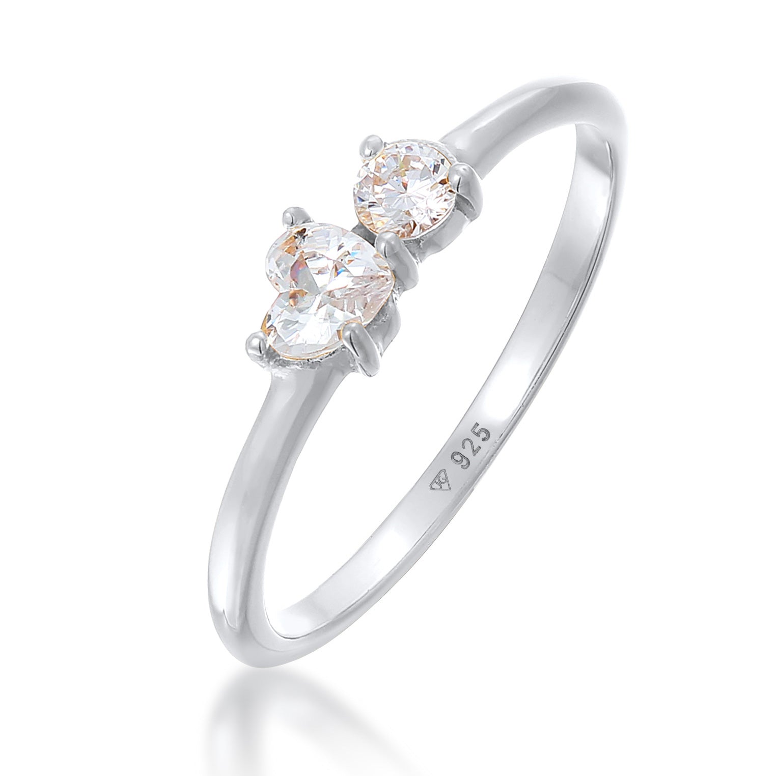 Silver Cincin Perhiasan Perak 925 Wanita Engagement Heart Zirconia