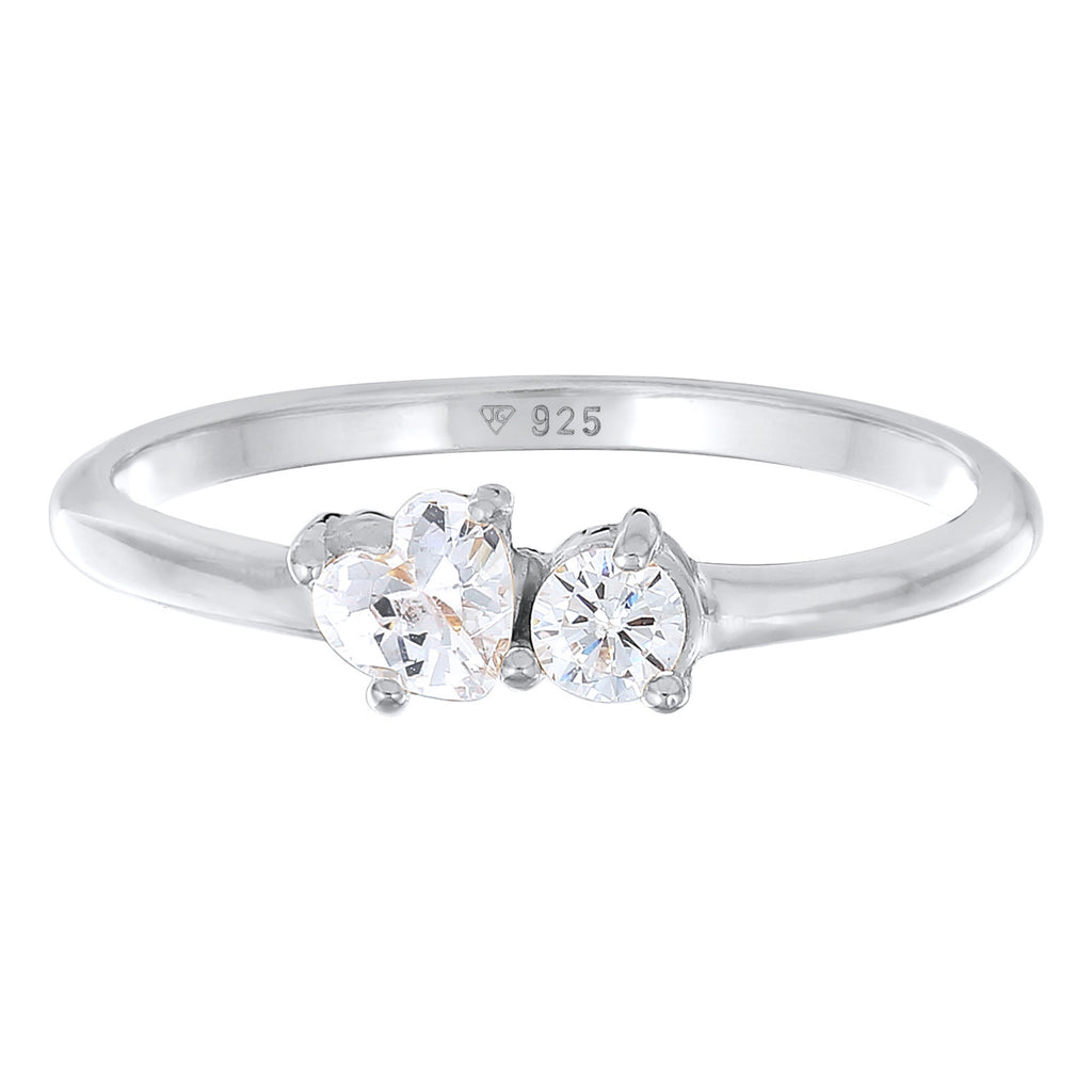 Silver Cincin Perhiasan Perak 925 Wanita Engagement Heart Zirconia