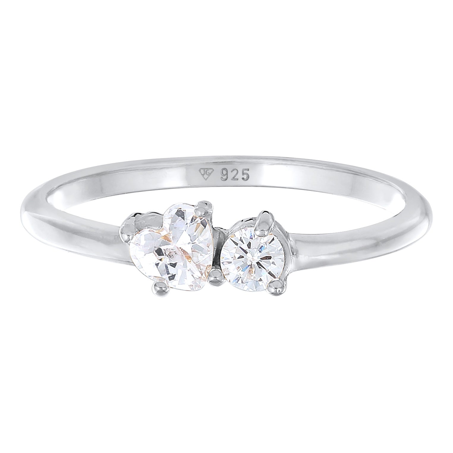 Silver Cincin Perhiasan Perak 925 Wanita Engagement Heart Zirconia