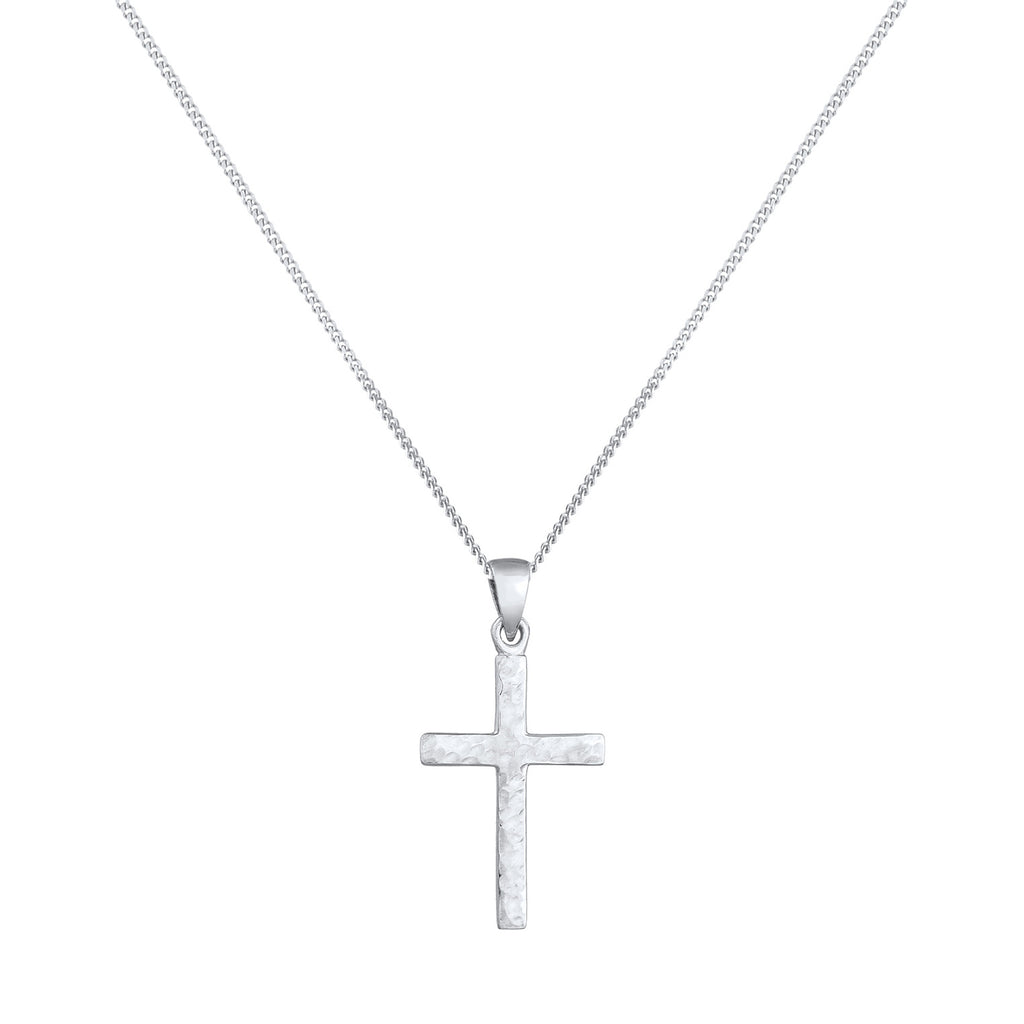Silver Perhiasan Wanita Perak Asli - Silver Kalung  Cross Structured