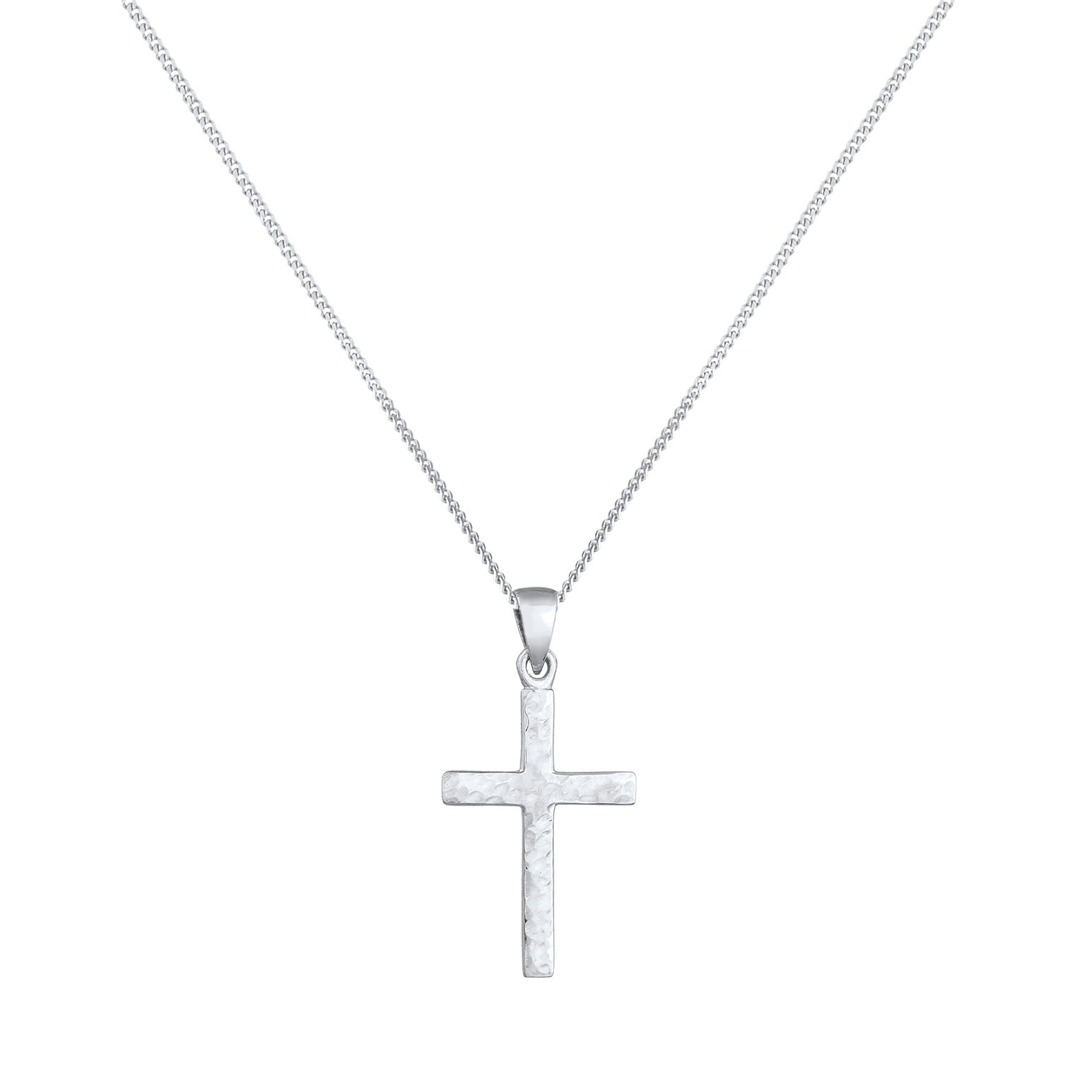 Silver Perhiasan Wanita Perak Asli - Silver Kalung  Cross Structured