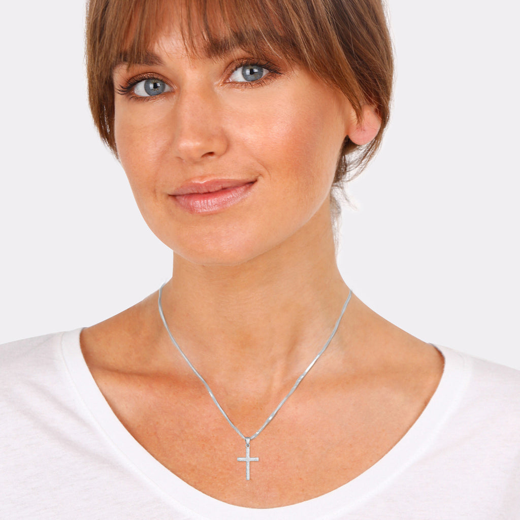 Silver - Elli | Hammered Cross Necklace 925 Silver