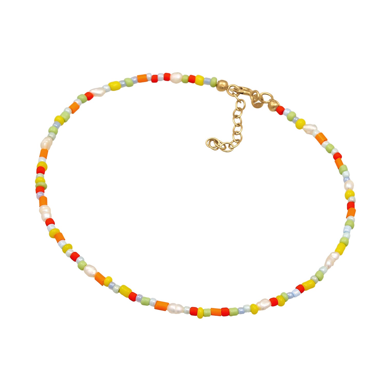 Colored Perhiasan Wanita Perak Asli - Silver Gelang Kaki Glass Beads Colorful Freshwater Pearls