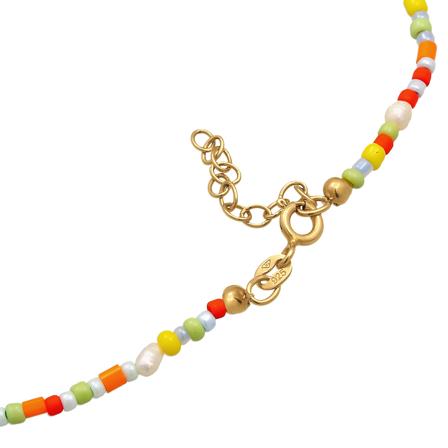 Colored Perhiasan Wanita Perak Asli - Silver Gelang Kaki Glass Beads Colorful Freshwater Pearls