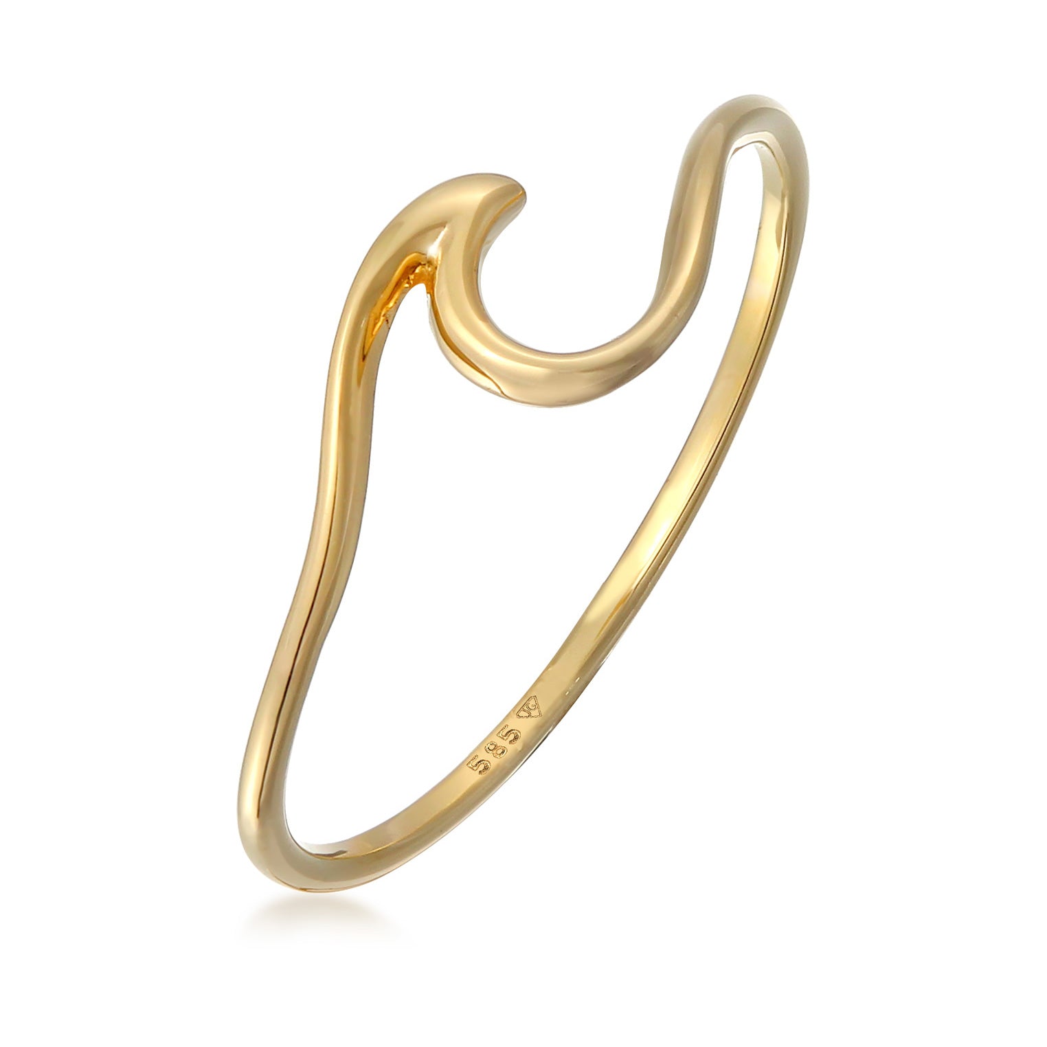 Gold Perhiasan Wanita Emas Asli 585 (14K) Cincin Waves Beach Filigree