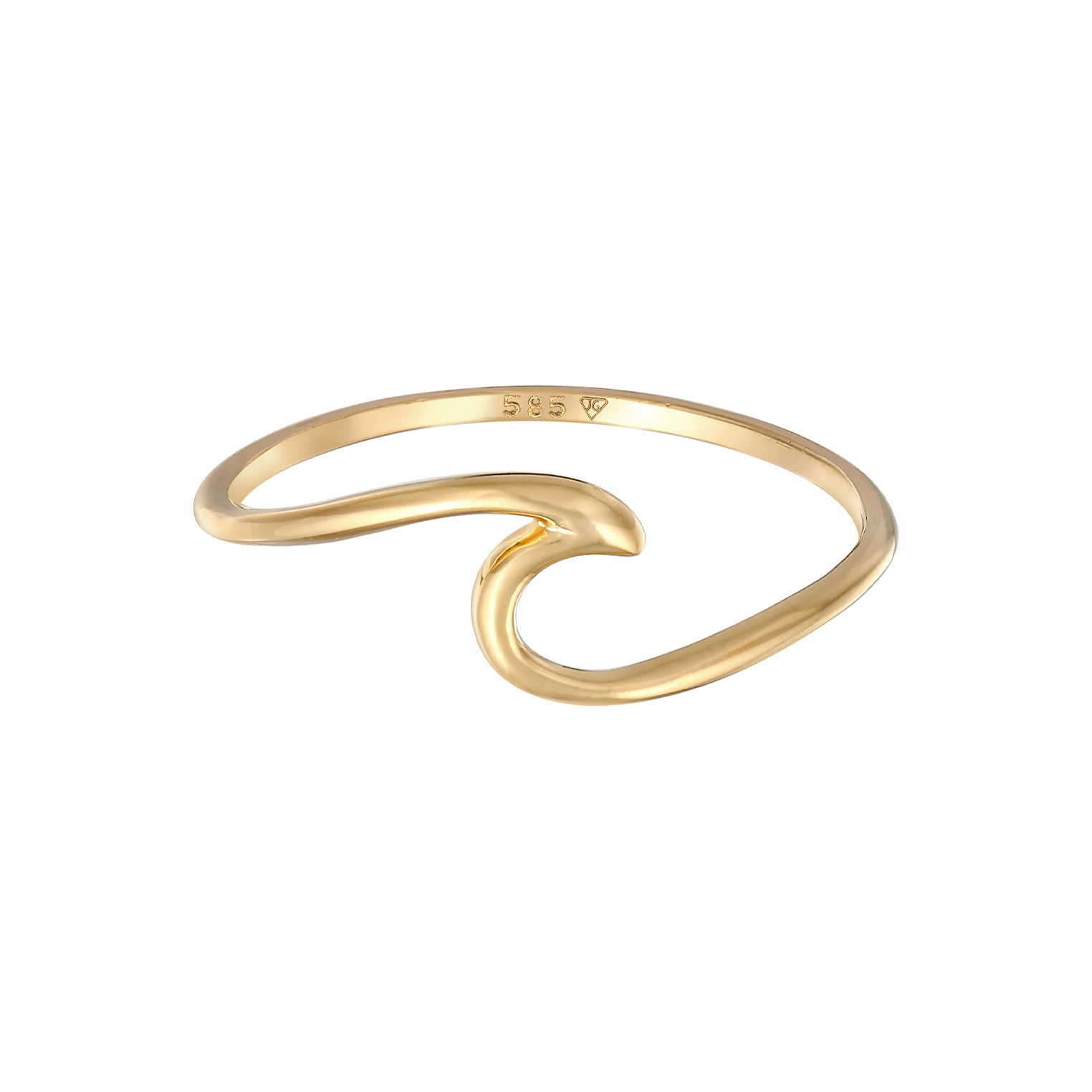 Gold Perhiasan Wanita Emas Asli 585 (14K) Cincin Waves Beach Filigree