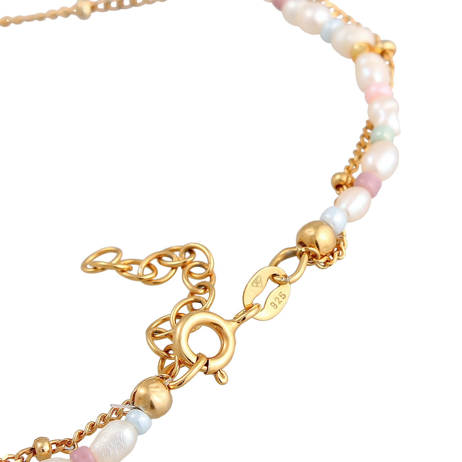 Gold Perhiasan Wanita Perak Asli - Silver Gelang Smiling Face Beads Layer Freshwater Pearls