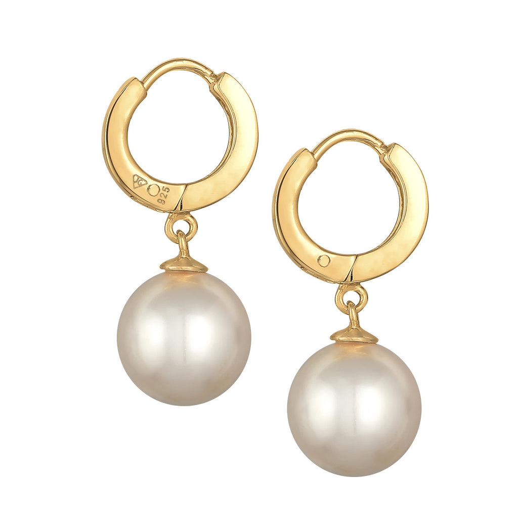 Gold Perhiasan Wanita Perak Asli - Silver Anting Classic with Glass Beads Gold Plated