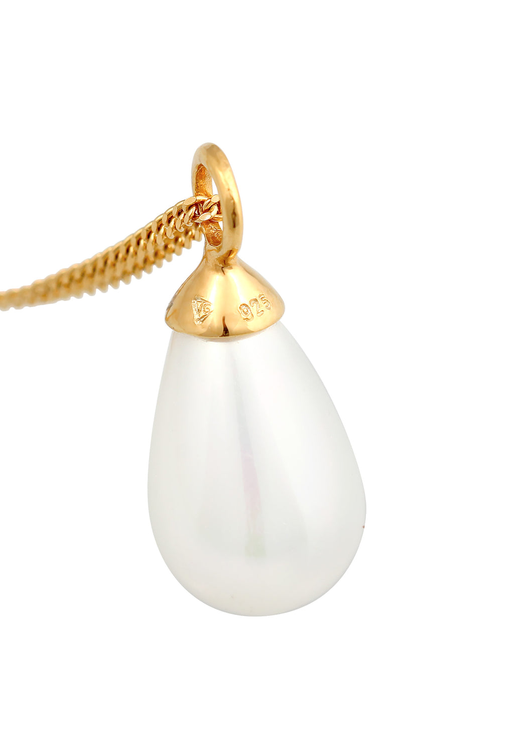 Gold Kalung Perhiasan Perak 925 Wanita Drop Pendant Shell Pearl Gold Plated