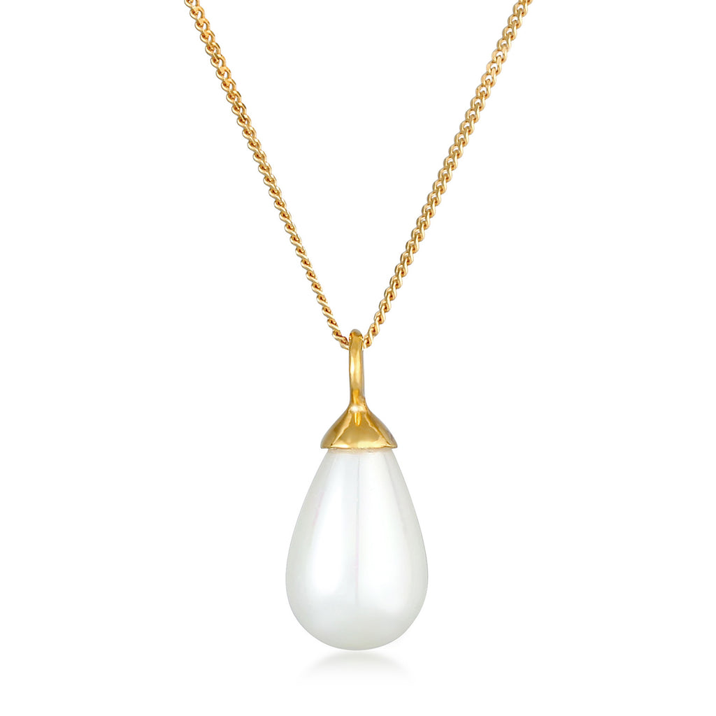 Gold Kalung Perhiasan Perak 925 Wanita Drop Pendant Shell Pearl Gold Plated