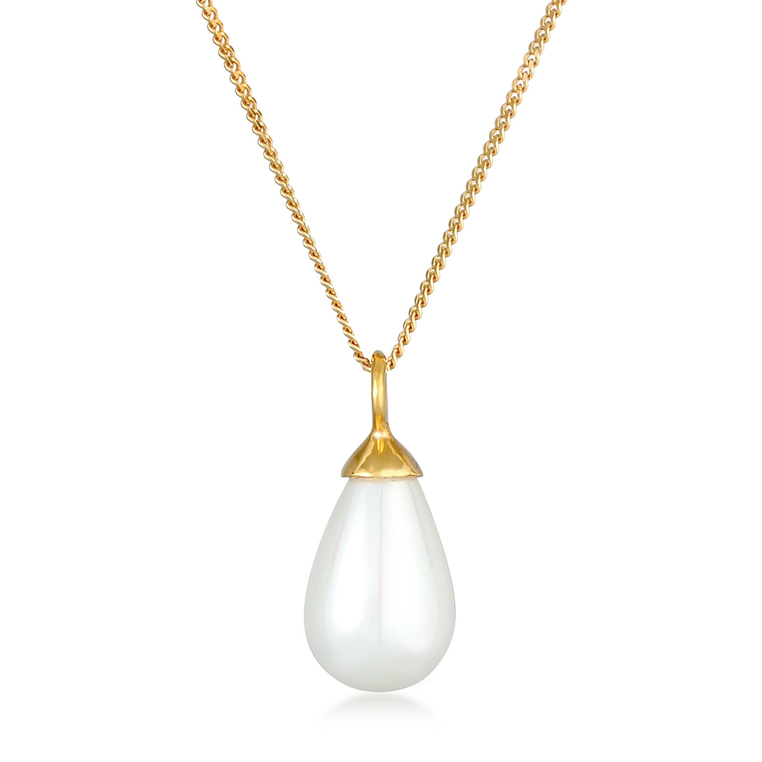 Gold Kalung Perhiasan Perak 925 Wanita Drop Pendant Shell Pearl Gold Plated
