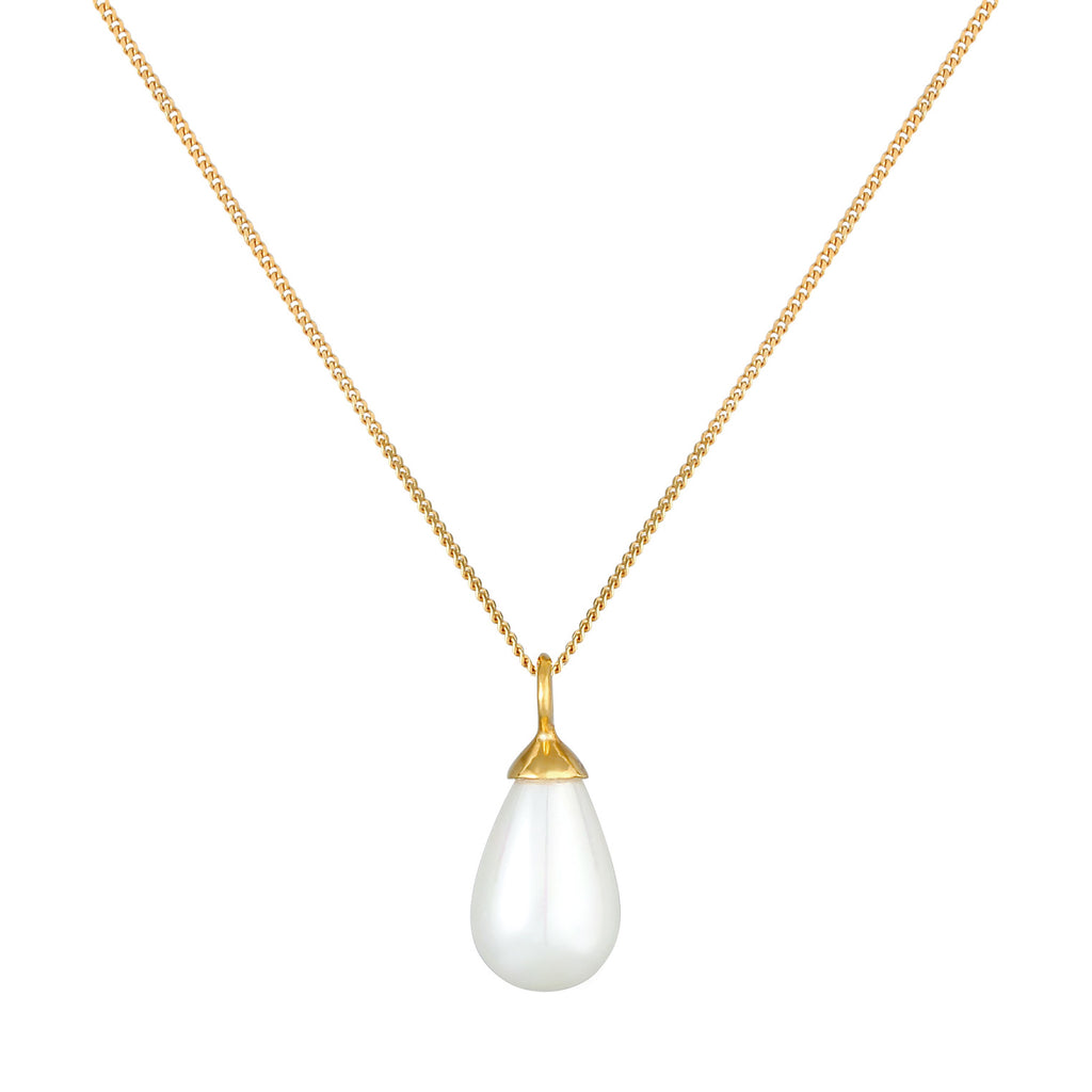 Gold Kalung Perhiasan Perak 925 Wanita Drop Pendant Shell Pearl Gold Plated