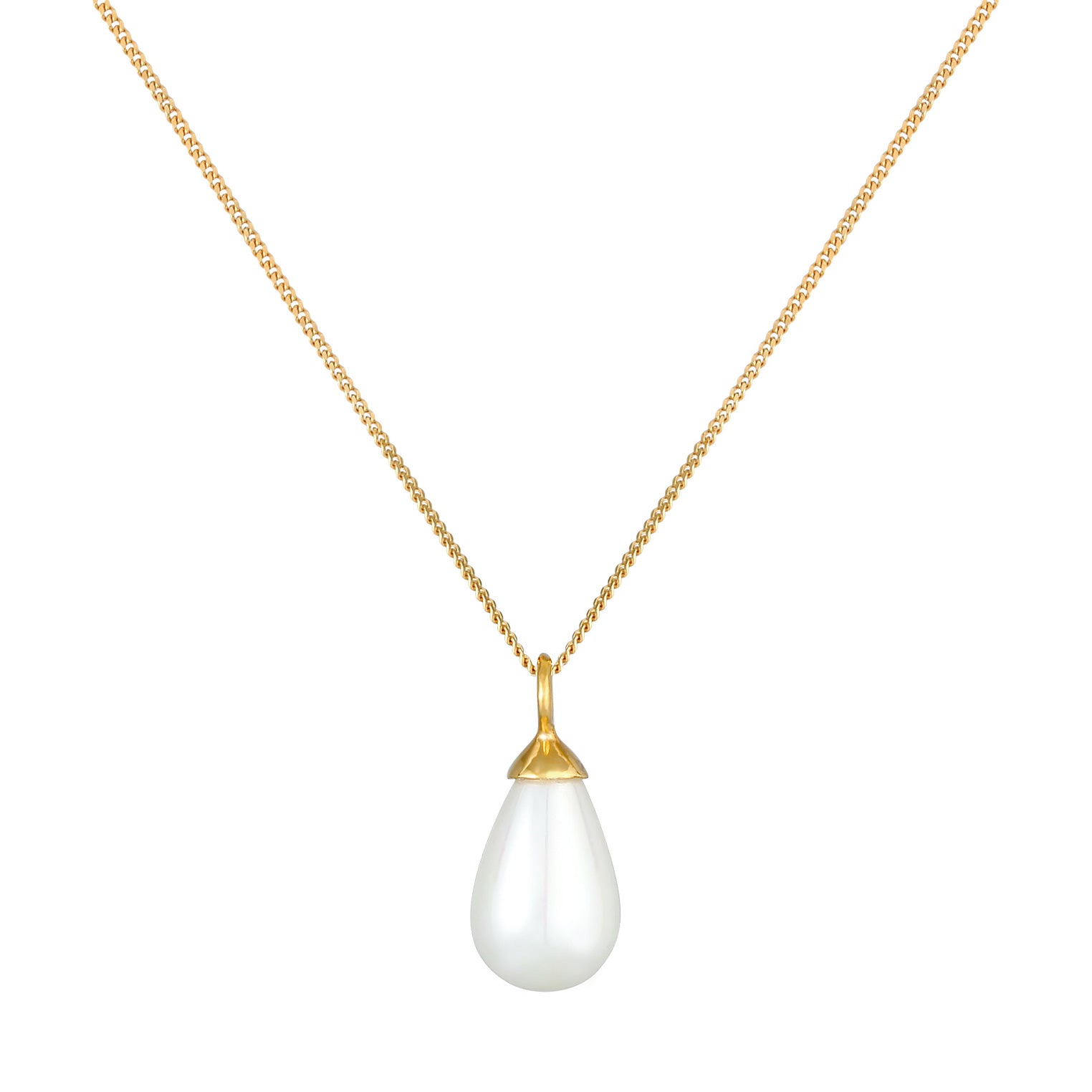 Gold Kalung Perhiasan Perak 925 Wanita Drop Pendant Shell Pearl Gold Plated
