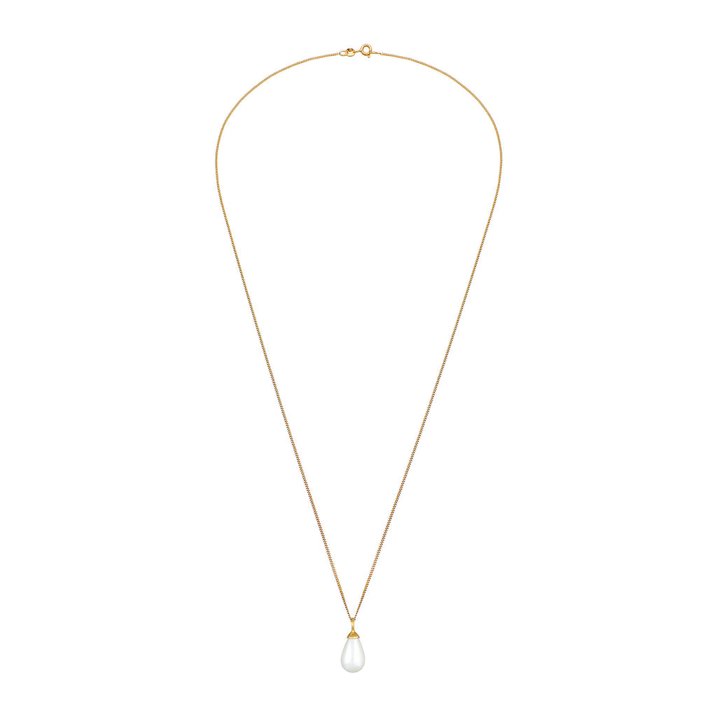 Gold Kalung Perhiasan Perak 925 Wanita Drop Pendant Shell Pearl Gold Plated