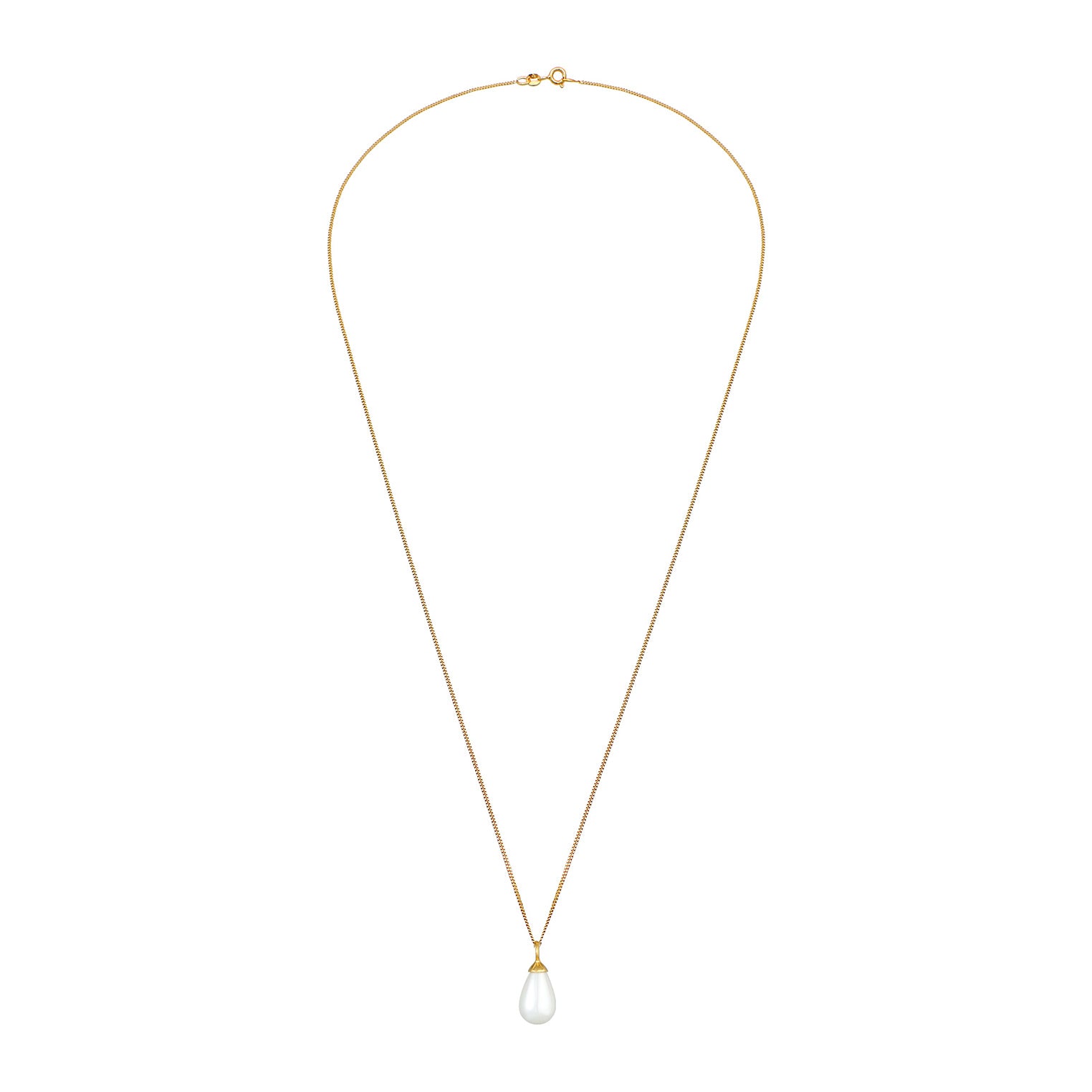 Gold Kalung Perhiasan Perak 925 Wanita Drop Pendant Shell Pearl Gold Plated