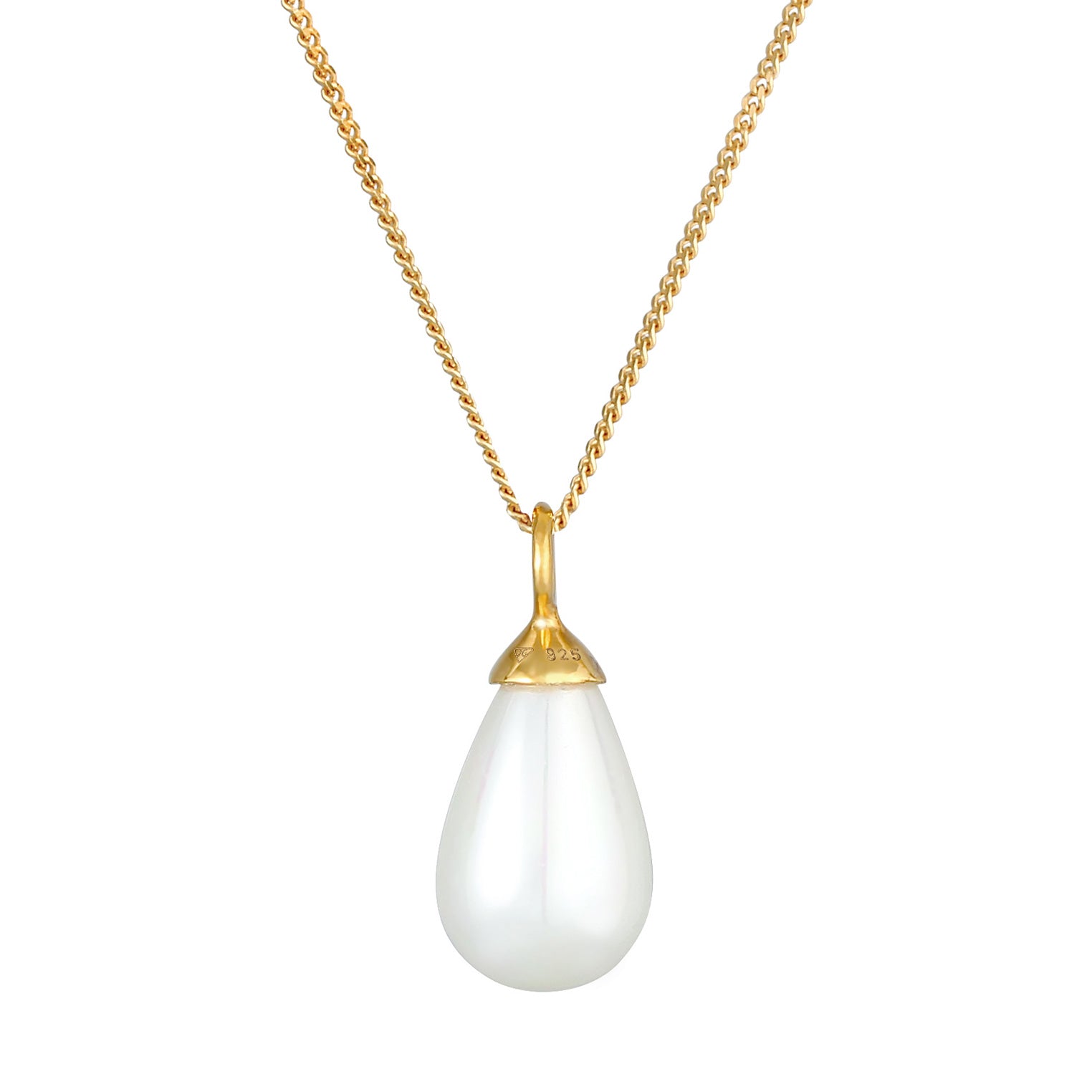 Gold Kalung Perhiasan Perak 925 Wanita Drop Pendant Shell Pearl Gold Plated
