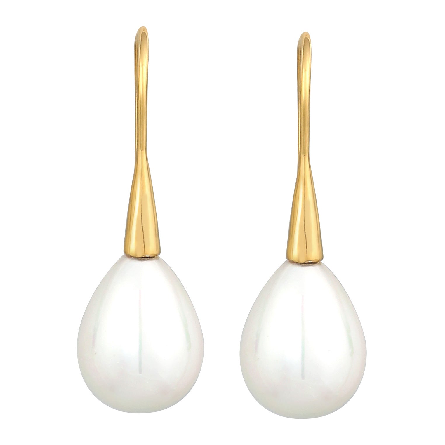 Gold Perhiasan Wanita Perak Asli - Silver Anting Drop Classic with Shell Core Beads Gold Plated
