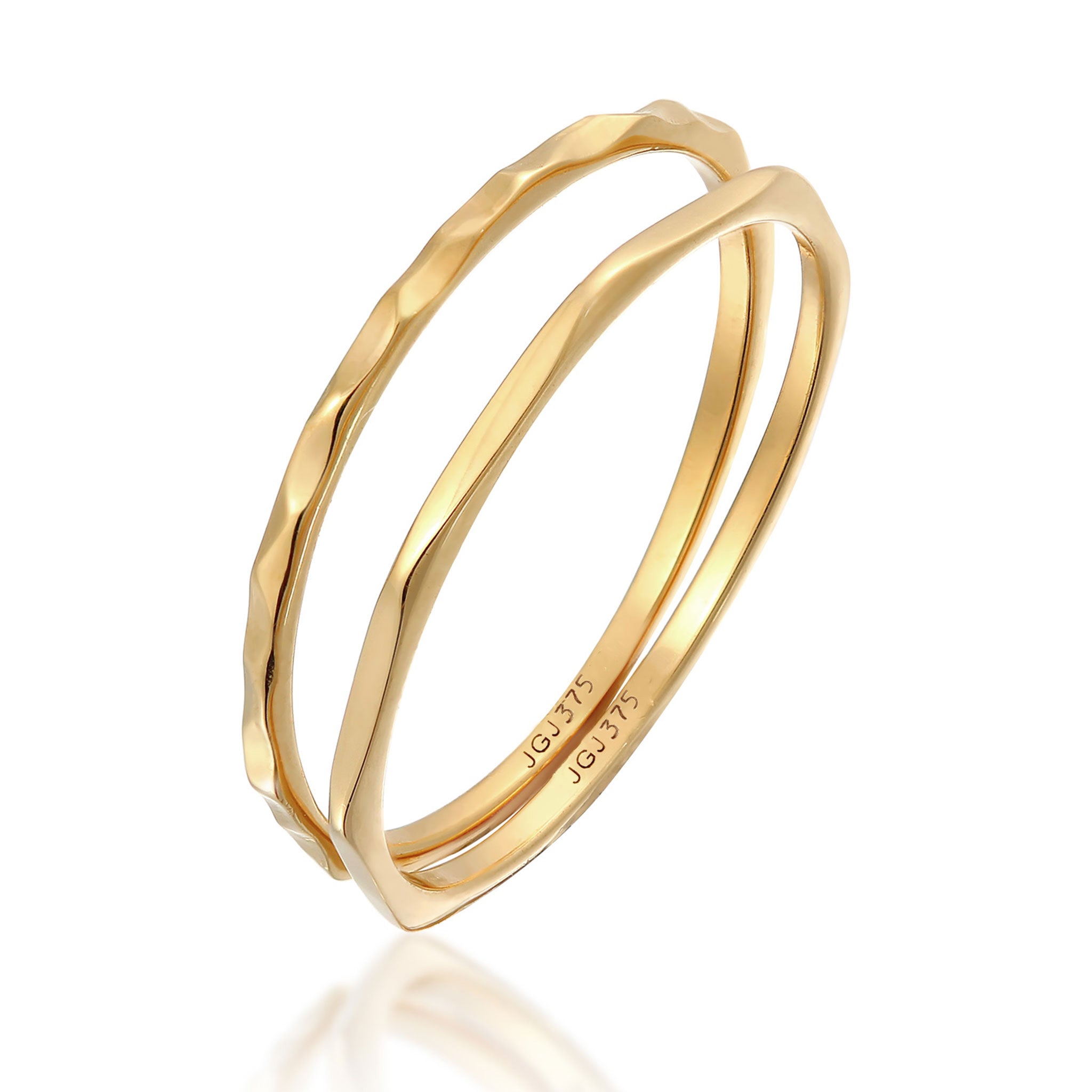 Gold Cincin Perhiasan Emas 375 Wanita Stacking Basic Set of 2