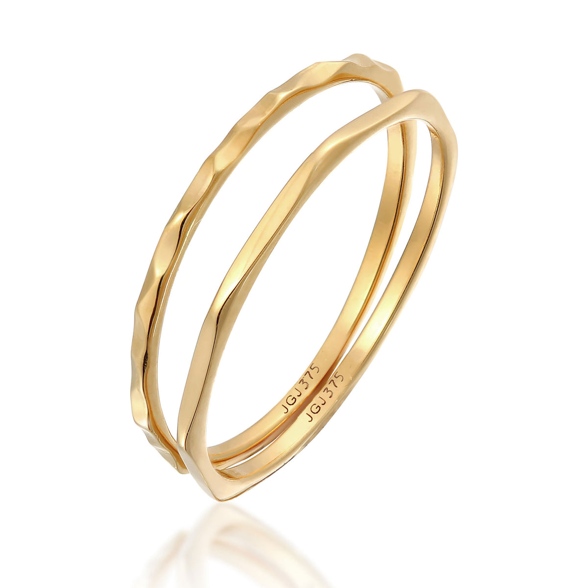 Gold - Elli PREMIUM | Stacking Ring Set 375 Yellow Gold