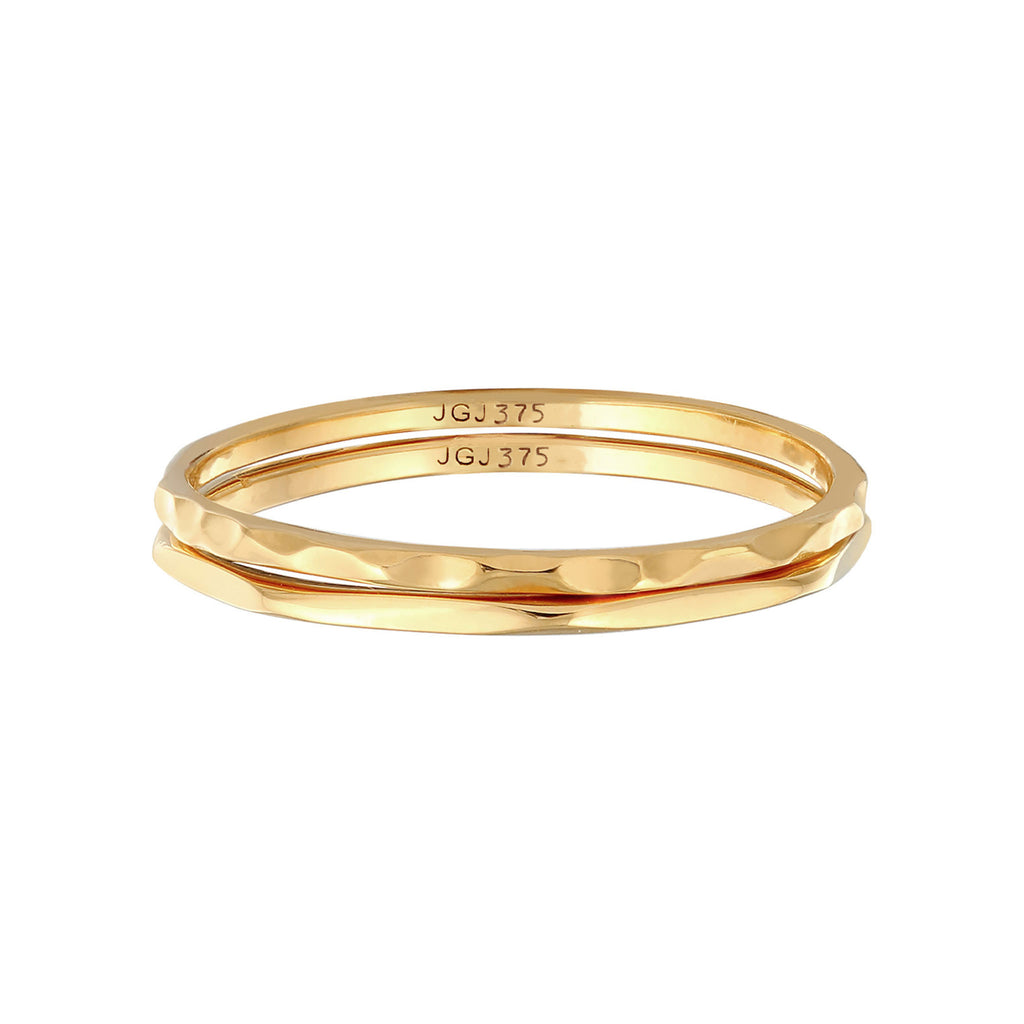 Gold Cincin Perhiasan Emas 375 Wanita Stacking Basic Set of 2