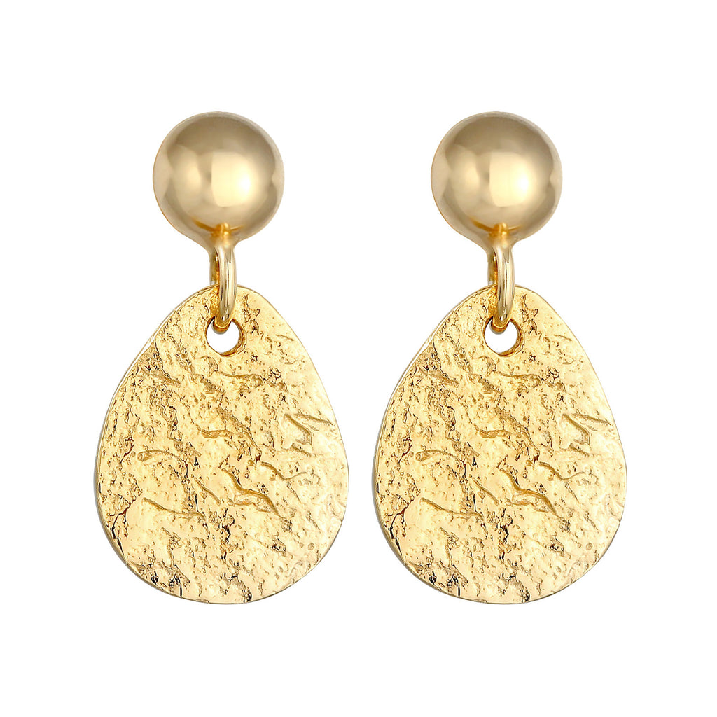 Gold Perhiasan Wanita Perak Asli - Silver Anting Drop Structured Gold Plated