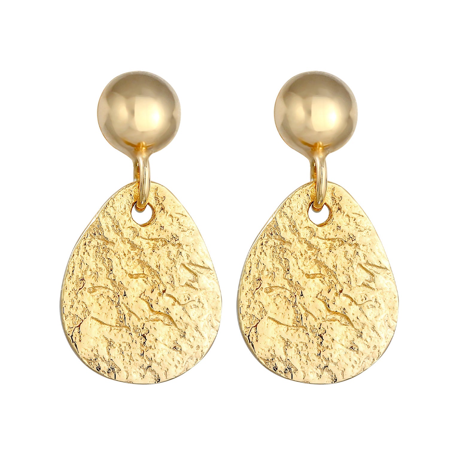 Gold Perhiasan Wanita Perak Asli - Silver Anting Drop Structured Gold Plated