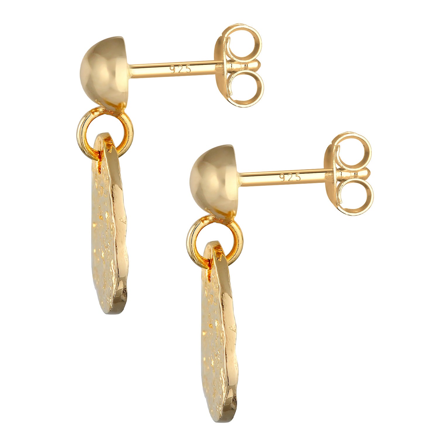 Gold Perhiasan Wanita Perak Asli - Silver Anting Drop Structured Gold Plated