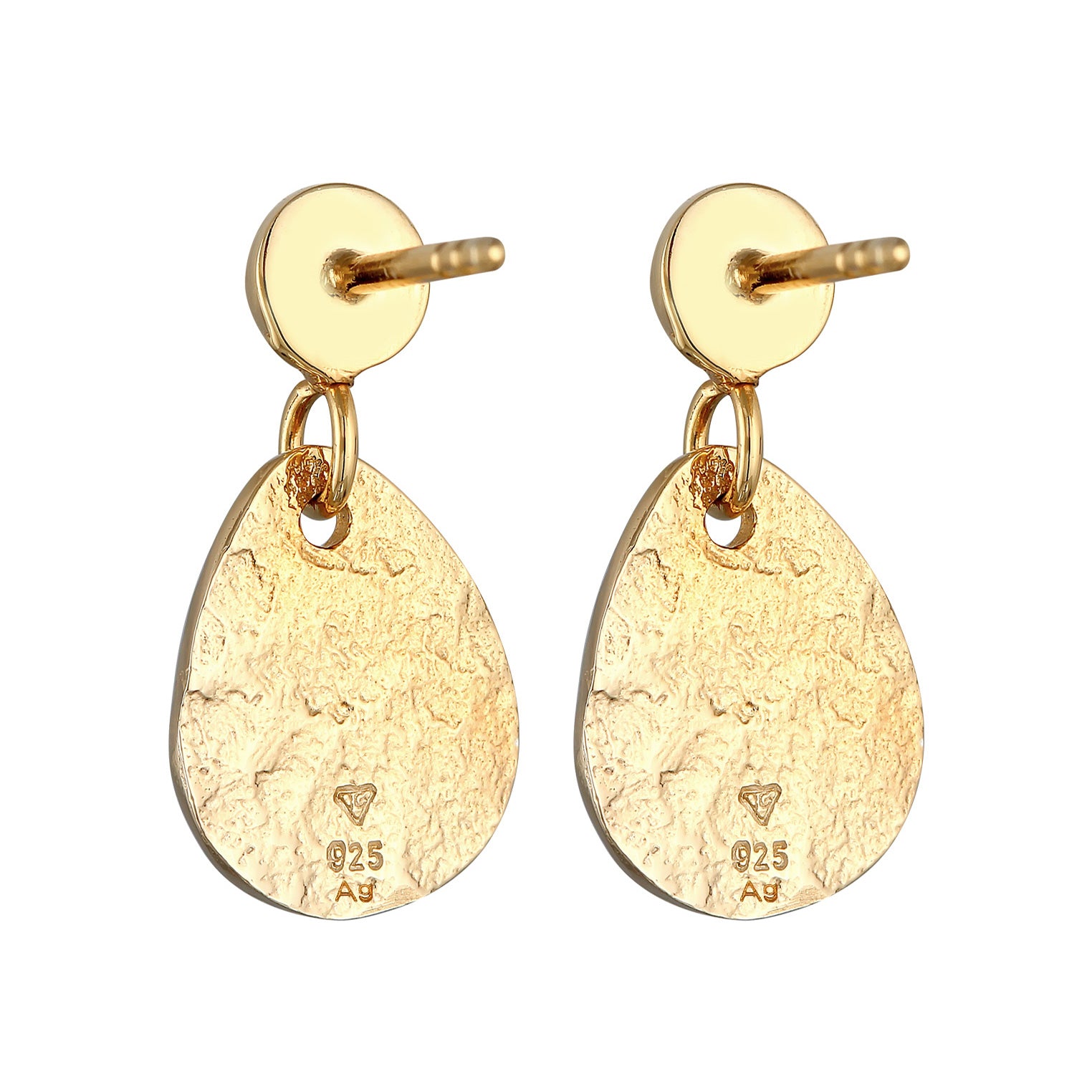 Gold Perhiasan Wanita Perak Asli - Silver Anting Drop Structured Gold Plated