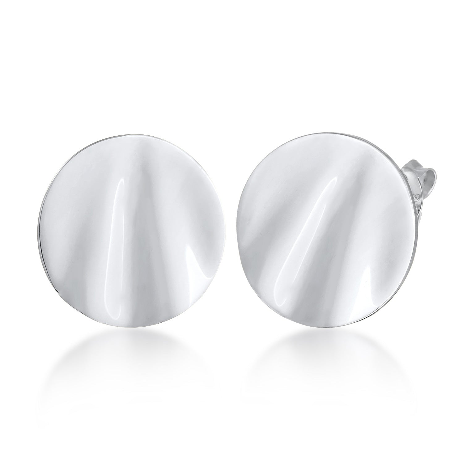 Silver Perhiasan Wanita Perak Asli - Silver Anting Stud Round Wave