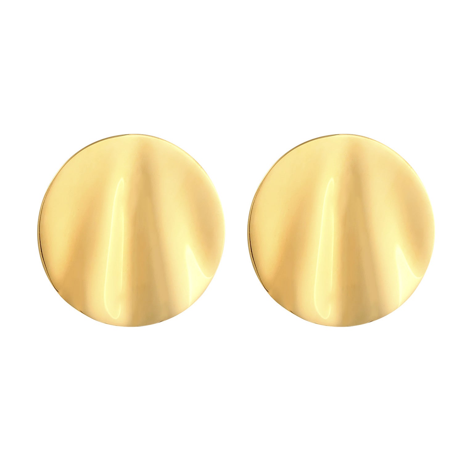 Gold Perhiasan Wanita Perak Asli - Silver Anting Stud Round Wave Lapis Emas