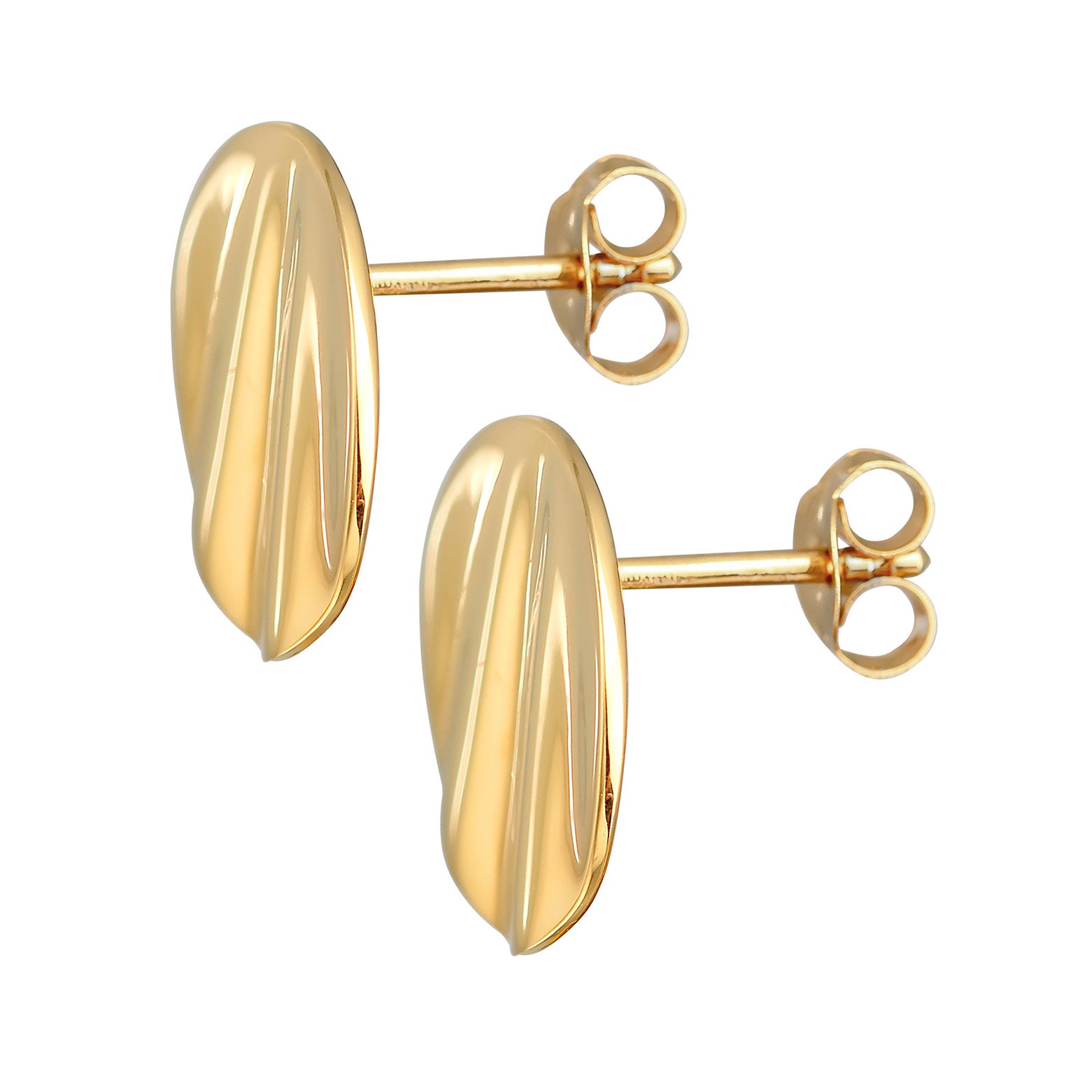 Gold Perhiasan Wanita Perak Asli - Silver Anting Stud Round Wave Lapis Emas