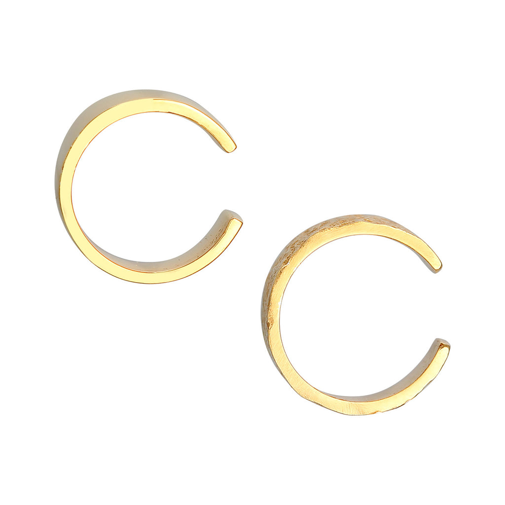 Gold Anting Perhiasan Perak 925 Wanita Earcuff Basic Hammered Set Gold Plated