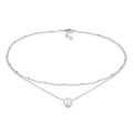 Silver Kalung Perhiasan Perak 925 Wanita Layer Gemstone Moonstone