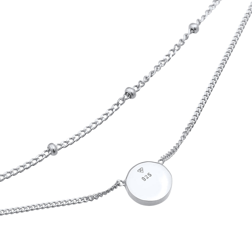 Silver Kalung Perhiasan Perak 925 Wanita Layer Gemstone Moonstone