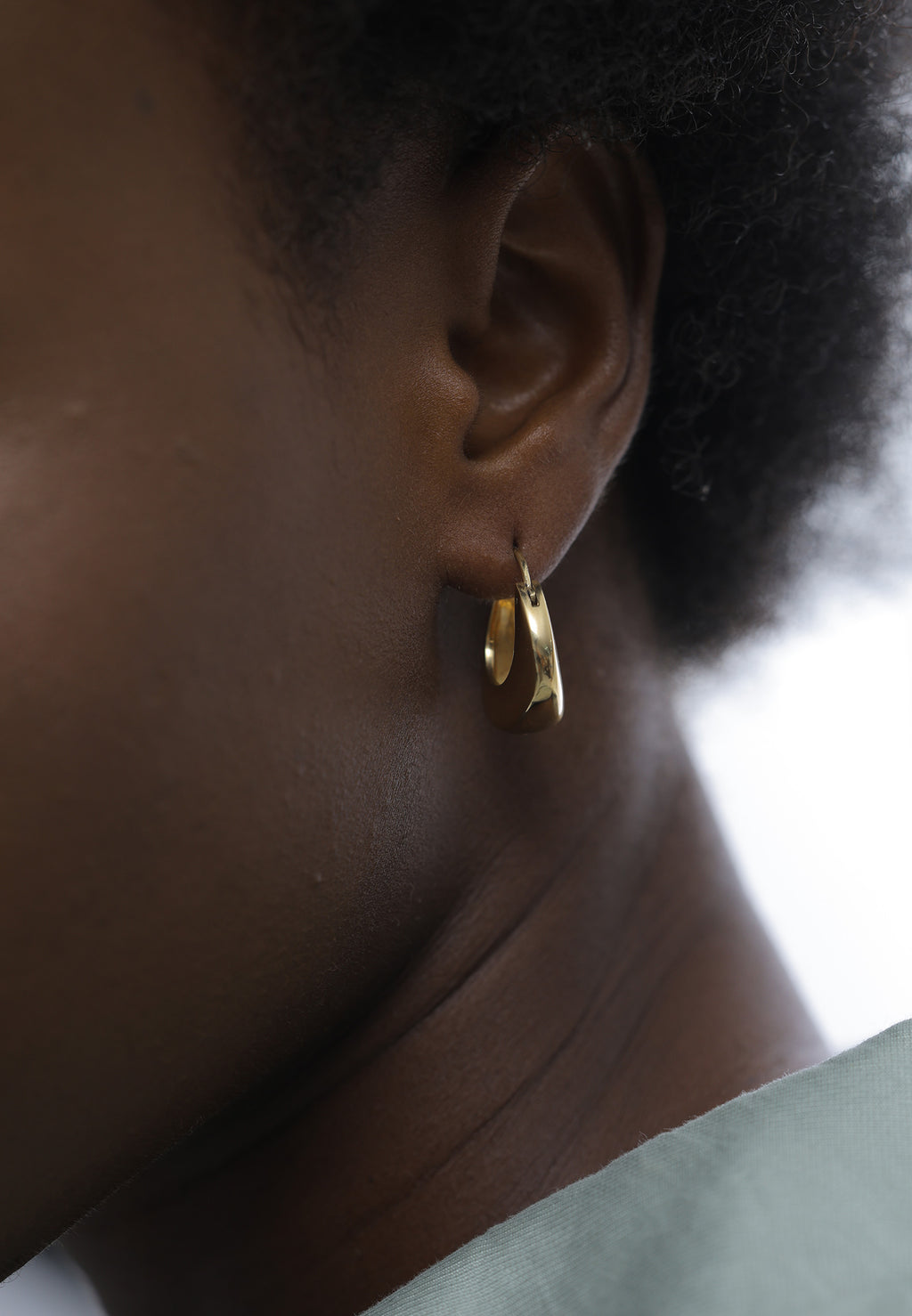 Gold Perhiasan Wanita Perak Asli - Silver Anting Creoles Geo Plain Lapis Emas