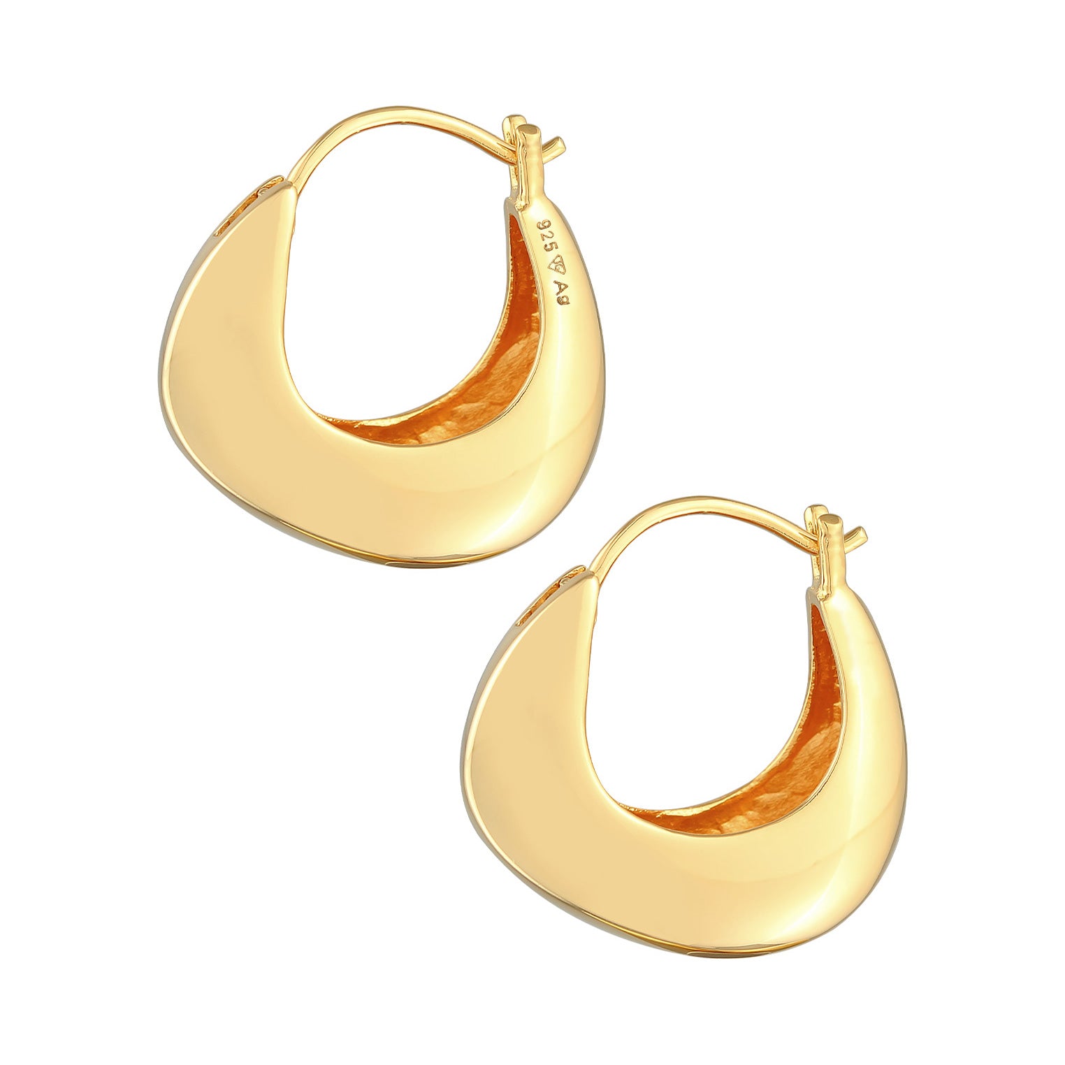 Gold Perhiasan Wanita Perak Asli - Silver Anting Creoles Geo Plain Lapis Emas