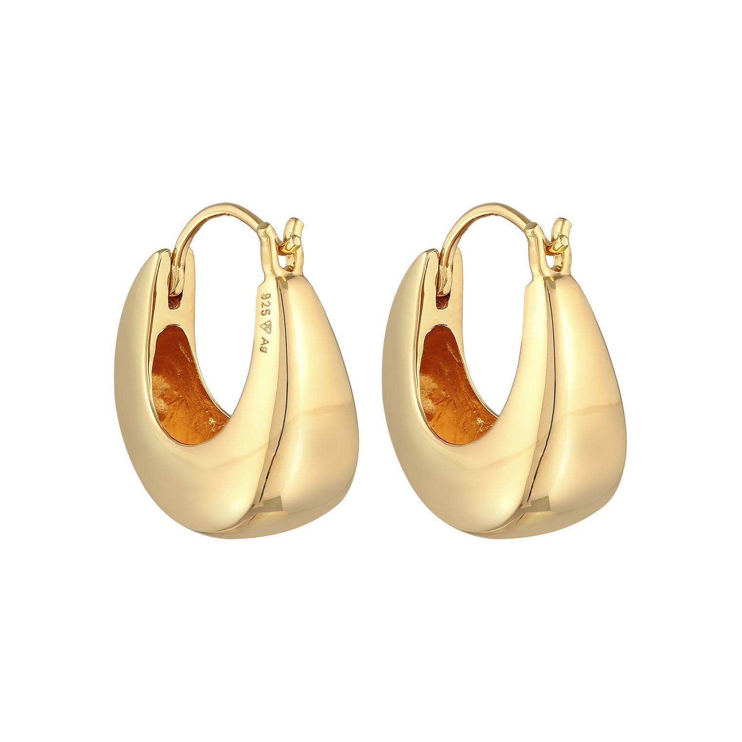 Gold Perhiasan Wanita Perak Asli - Silver Anting Creoles Geo Plain Lapis Emas