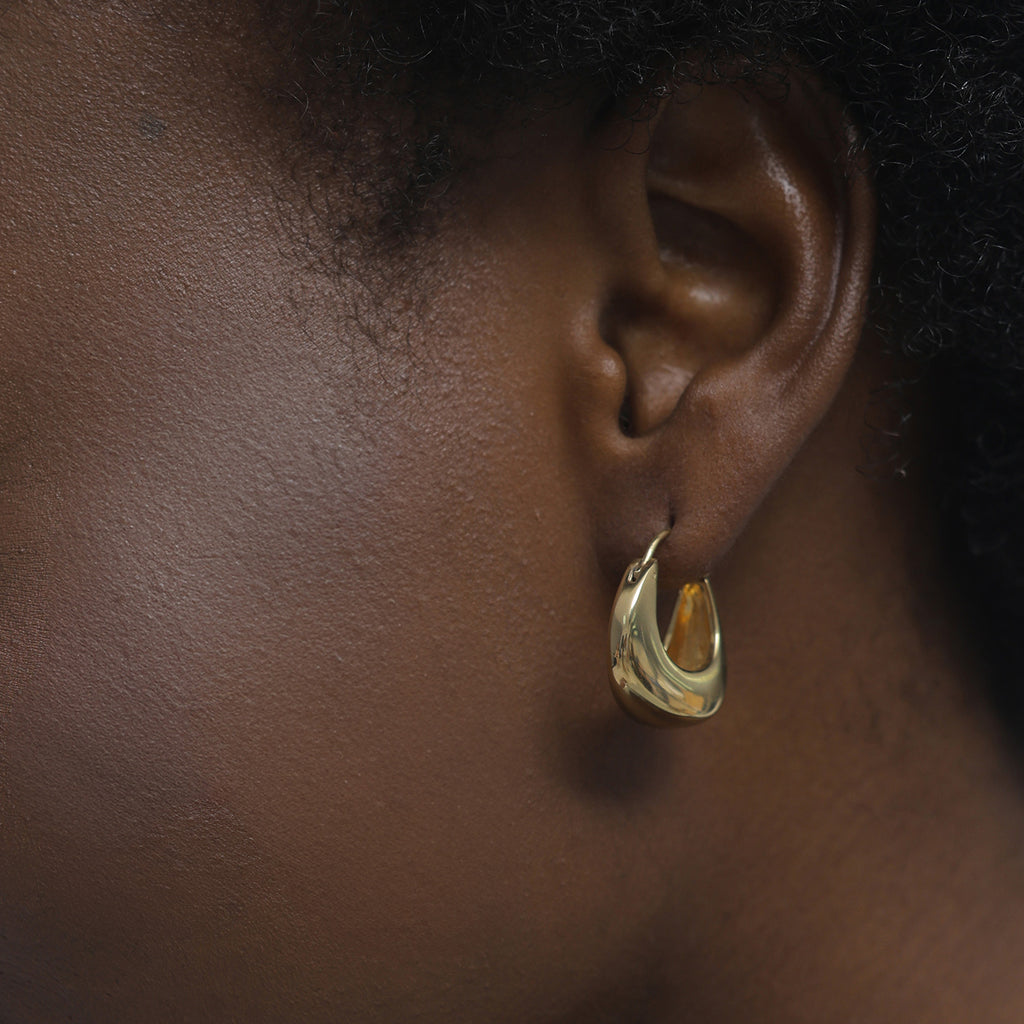 Gold Perhiasan Wanita Perak Asli - Silver Anting Creoles Geo Plain Lapis Emas