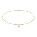 Gold Kalung Perhiasan Perak 925 Wanita Choker Cross Pendant Plain Crystal Gold Plated