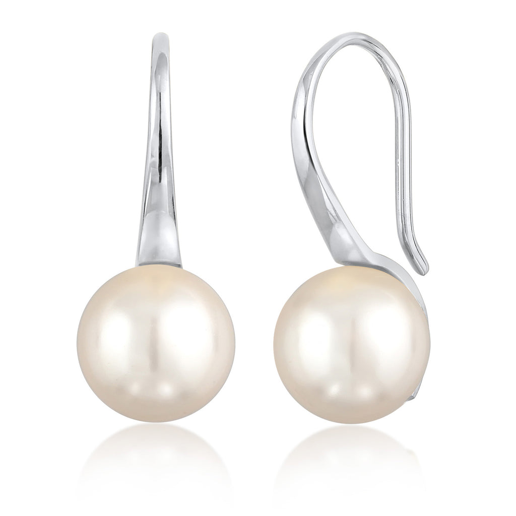 Silver Perhiasan Wanita Perak Asli - Silver Anting Drop Classic Elegant Synthetic Pearl