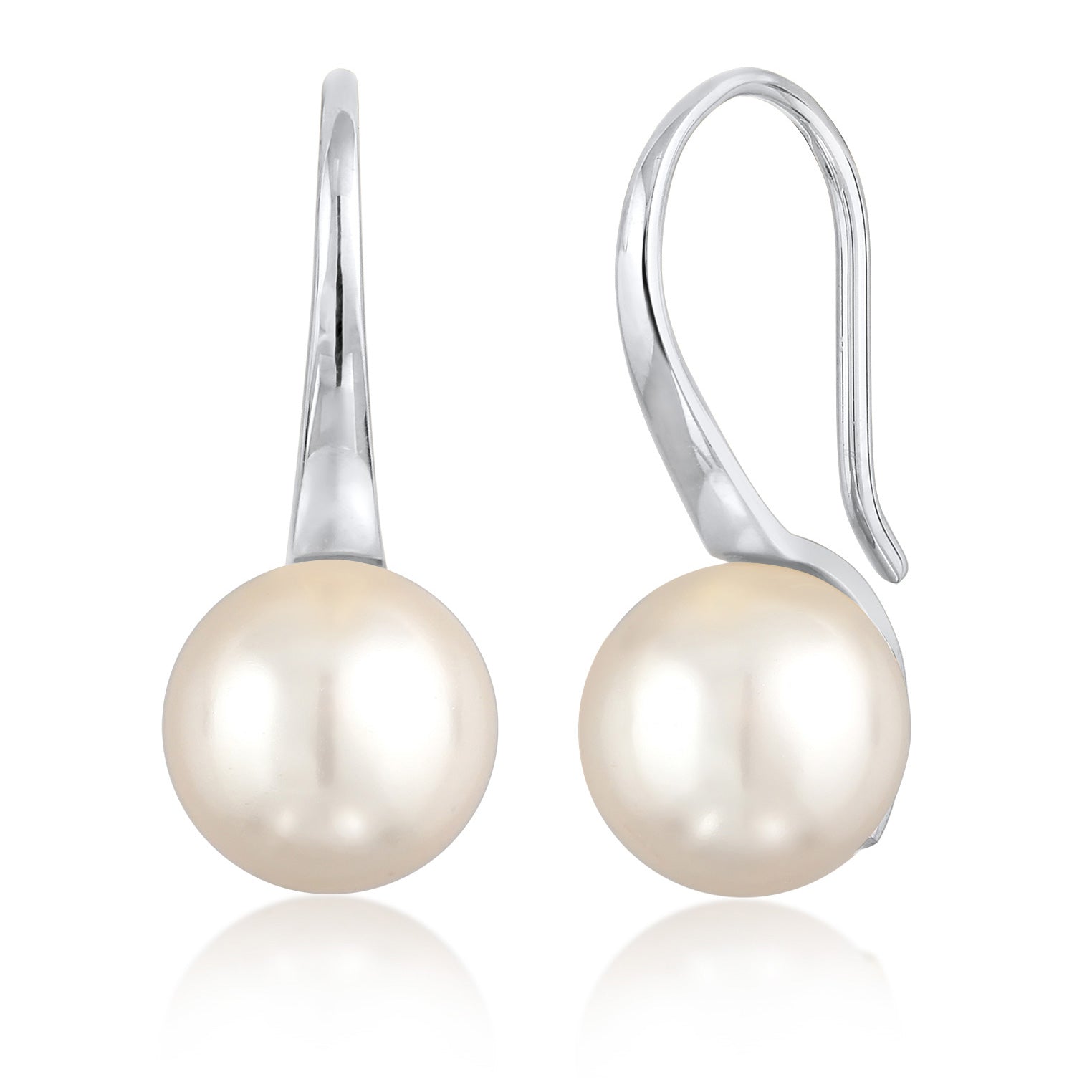 Silver Perhiasan Wanita Perak Asli - Silver Anting Drop Classic Elegant Synthetic Pearl