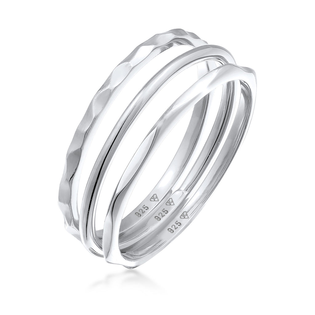Silver Cincin Perhiasan Perak 925 Wanita Basic Stacking Set Of 3