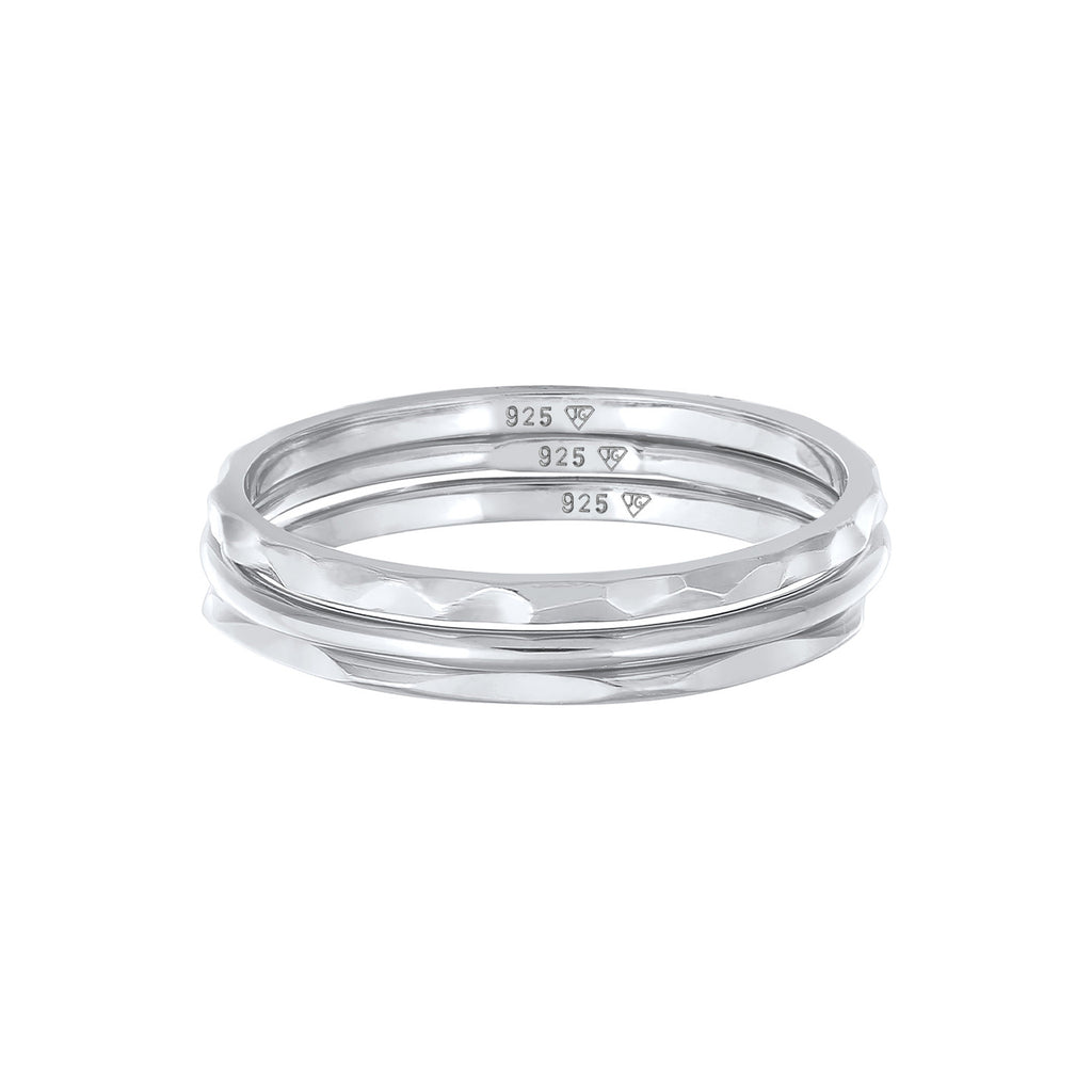 Silver Cincin Perhiasan Perak 925 Wanita Basic Stacking Set Of 3