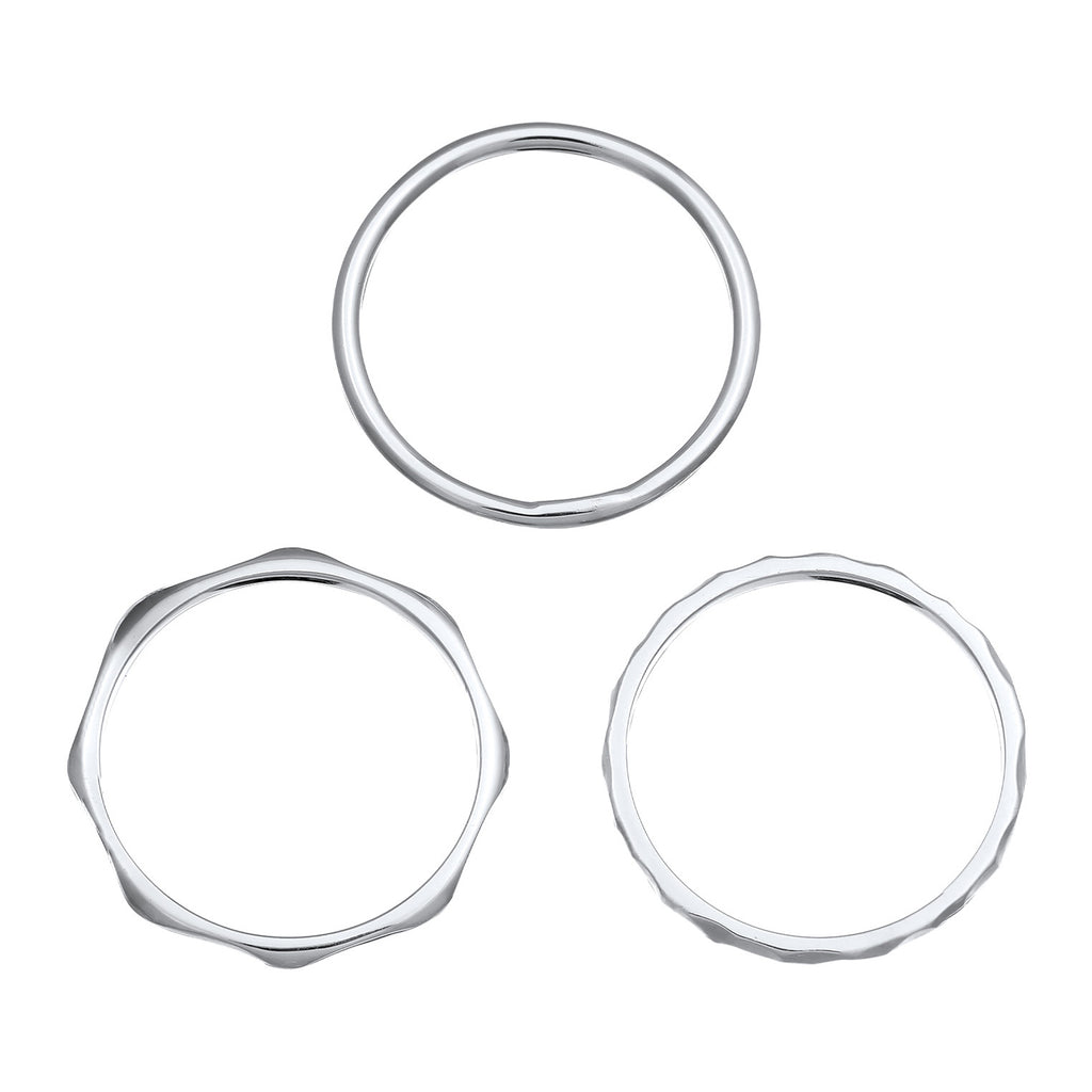 Silver Cincin Perhiasan Perak 925 Wanita Basic Stacking Set Of 3