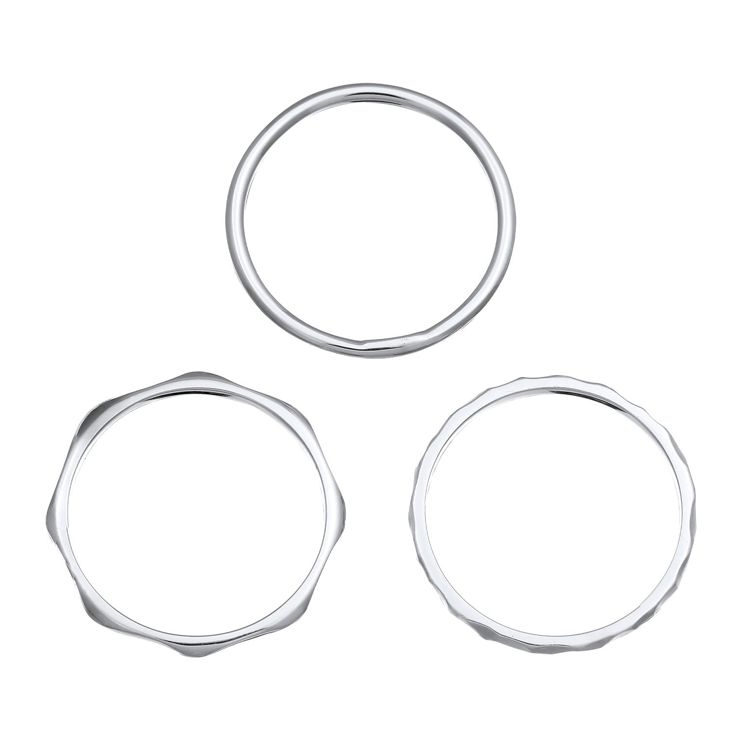 Silver Cincin Perhiasan Perak 925 Wanita Basic Stacking Set Of 3