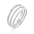 Silver Cincin Perhiasan Perak 925 Wanita Stacking Basic Set Of 3 Zirconia Crystals